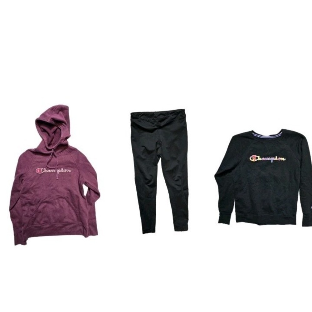 Champion Women's Sweatshirt Black Dark Red Hoodie M Lot Of 3